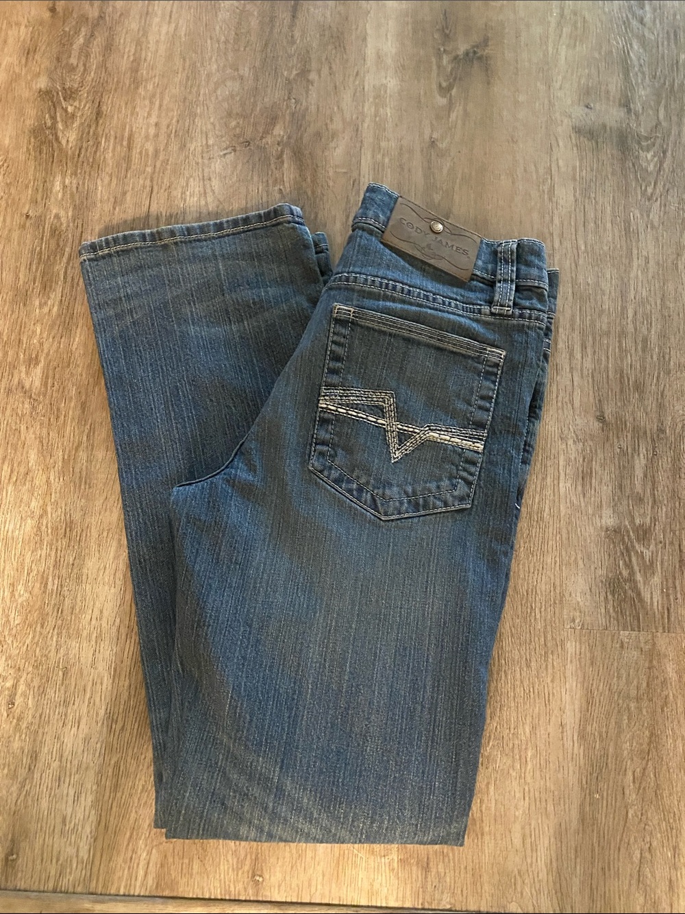 Cody James Men's Dark Blue Straight Jeans with Contrast Stitching 29/30” x 30”